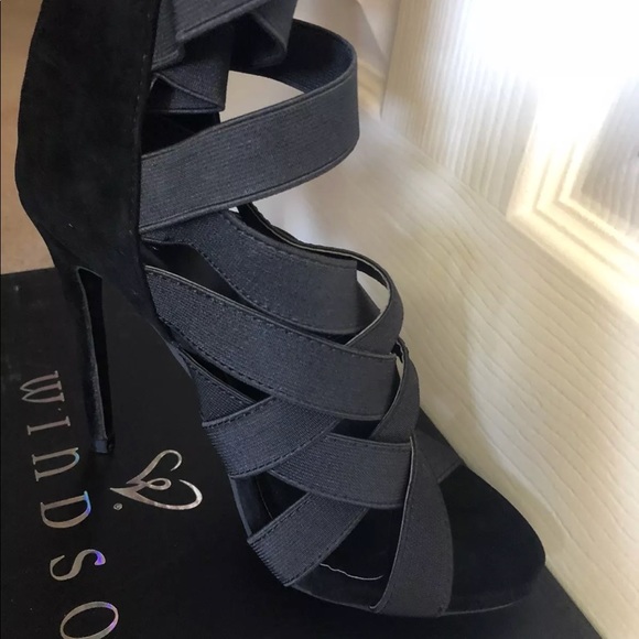 Black thigh high peep toe boot
